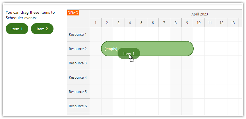 JavaScript Scheduler: Events as Drag and Drop Target