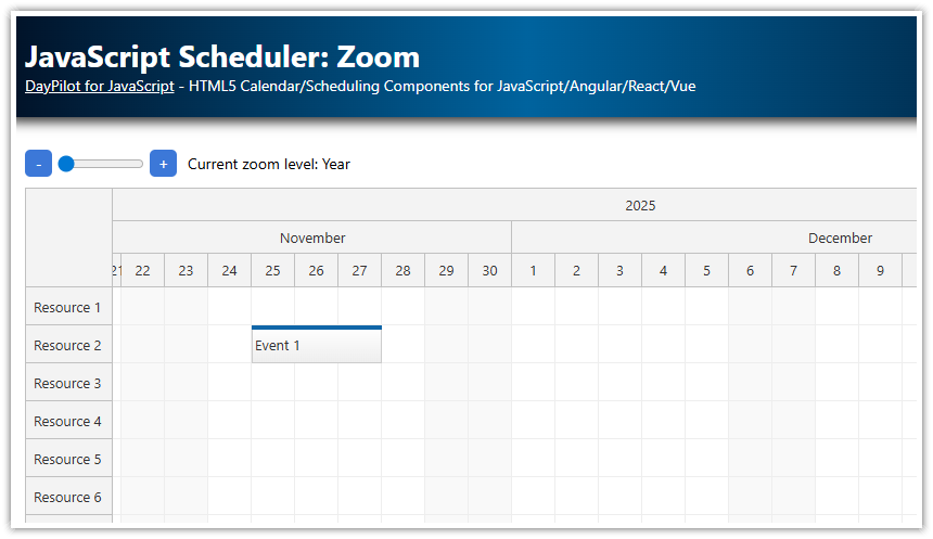JavaScript Scheduler: Zoom (Open-Source)