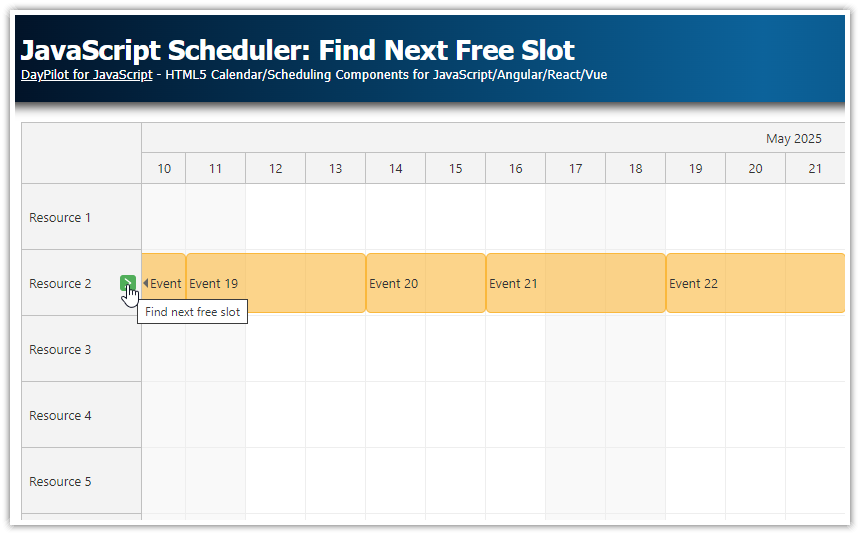 JavaScript Scheduler: Find Next Free Slot