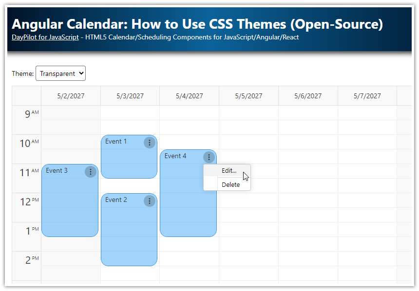 Angular Calendar: How to Use CSS Themes (Open-Source)
