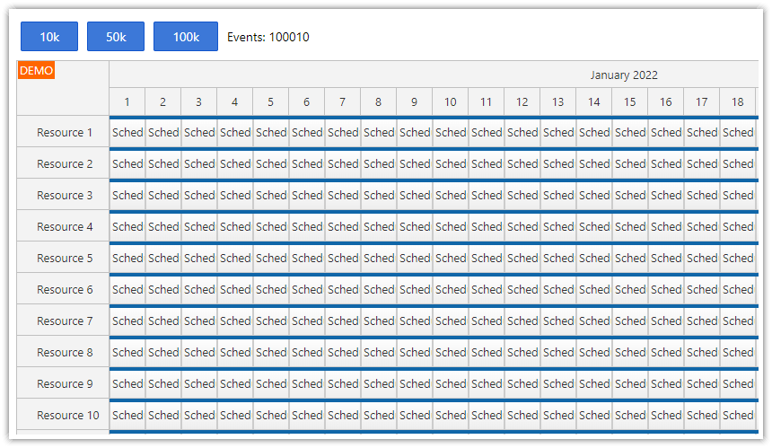 React Scheduler: Large Datasets and Performance
