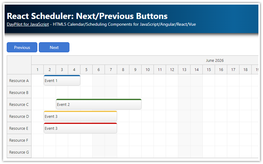 React Scheduler: Next/Previous Buttons
