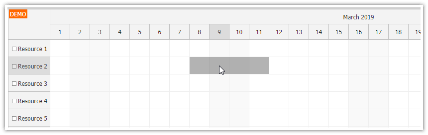 JavaScript Scheduler: Skip Non-Business Cells during Drag and Drop