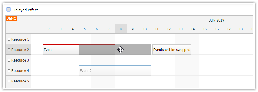 JavaScript Scheduler: Swapping Events (Drag and Drop)