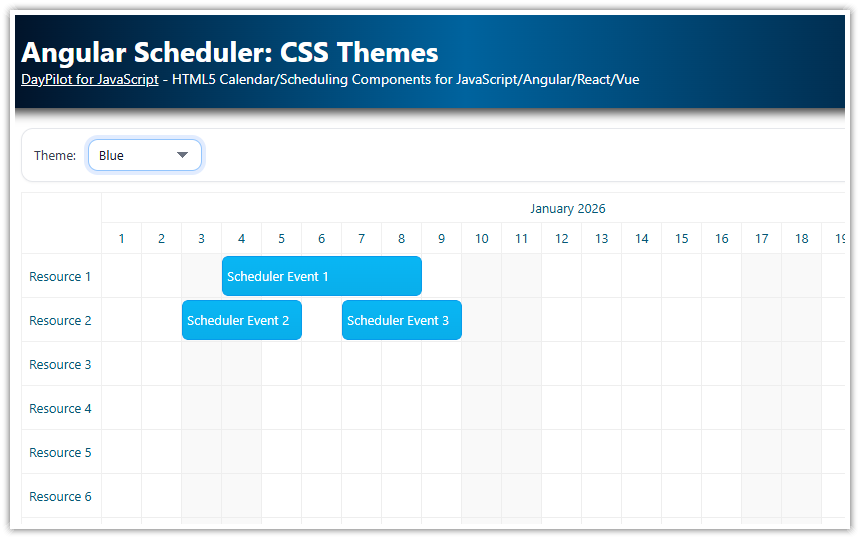 Angular Scheduler: CSS Themes
