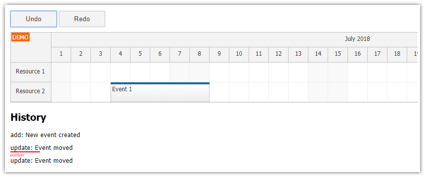 JavaScript Scheduler: Undo/Redo