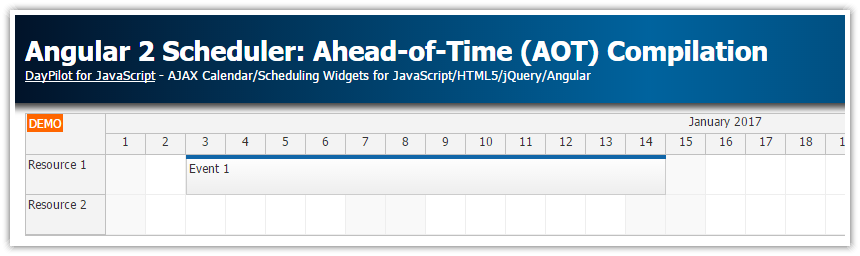 Angular 2 Scheduler: Ahead-of-Time (AOT) Compilation