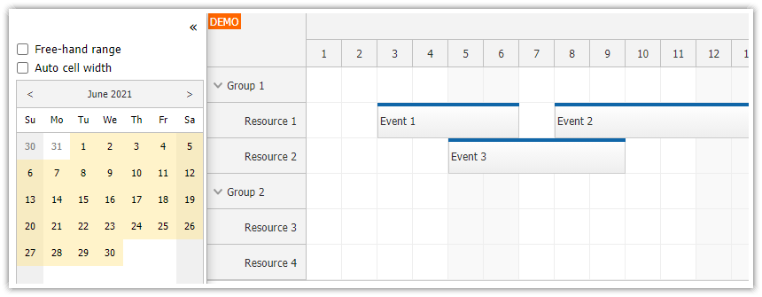 Angular Scheduler: Integration with a Date Picker