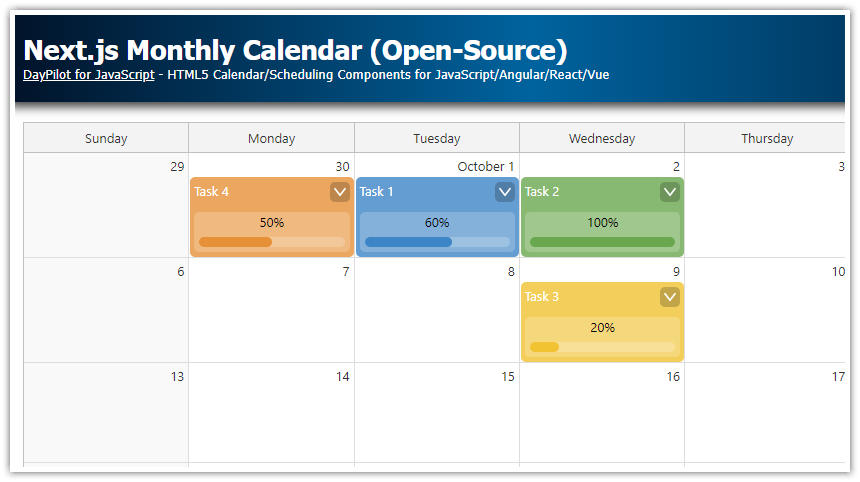 Next.js Scheduler with Horizontal Timeline (Open-Source) | DayPilot Code
