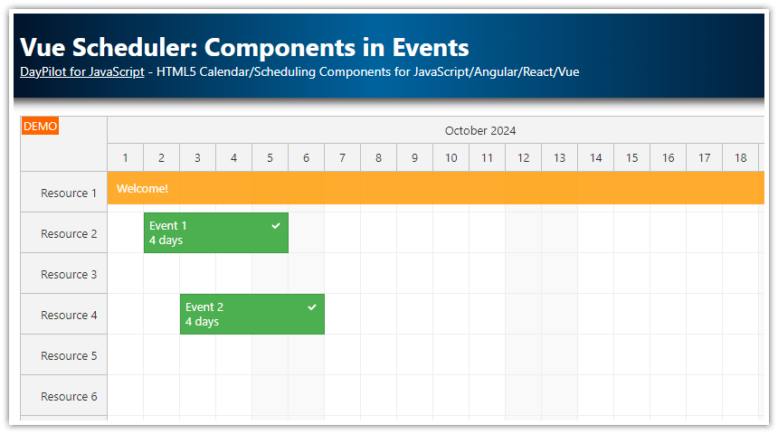 Vue Scheduler: Components in Events