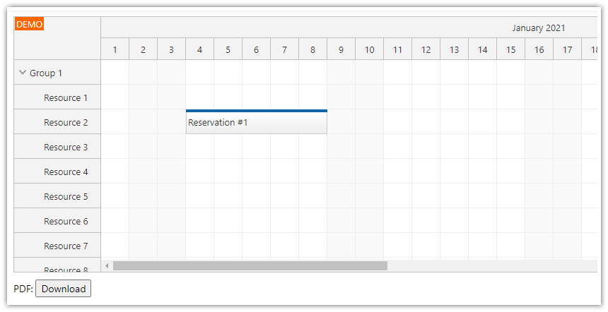 JavaScript/HTML5 Scheduler PDF Export (Paged by Month)