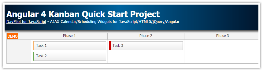 Angular 4 Kanban Quick Start Project
