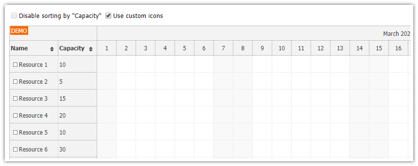 JavaScript Scheduler: Row Sorting Customization