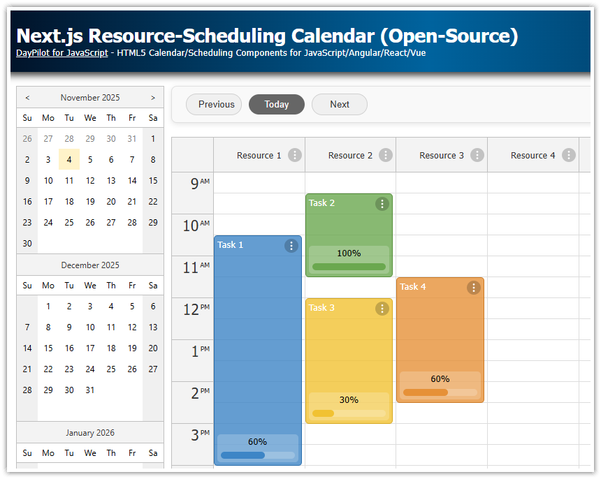 Next.js Resource-Scheduling Calendar (Open-Source)