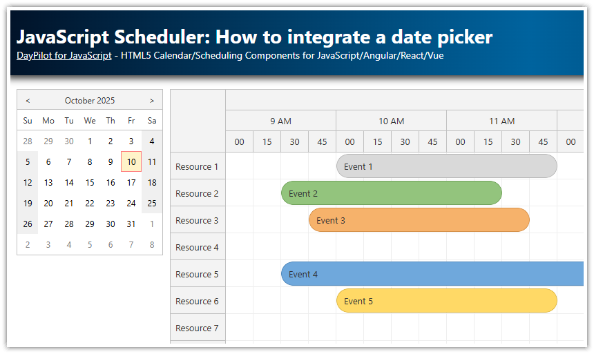 JavaScript Scheduler: How to Integrate a Date Picker