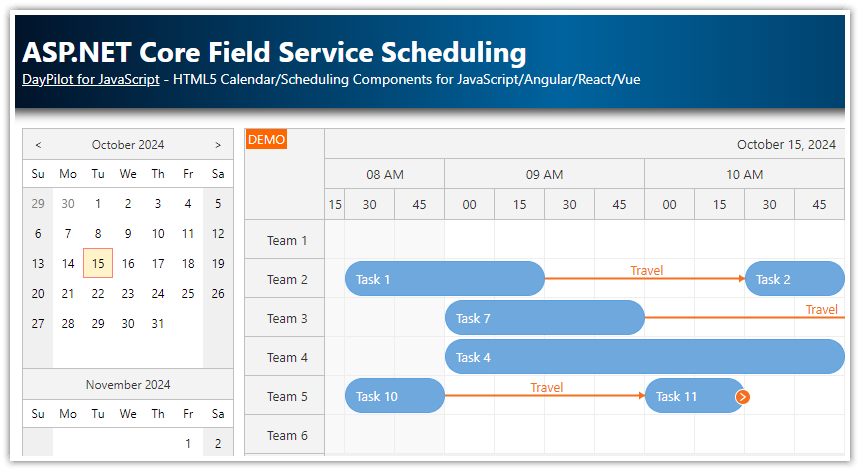 ASP.NET Core Field Service Scheduling: Tasks, Routes, and Travel Time