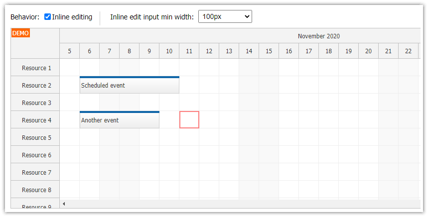 JavaScript Scheduler: Keyboard Navigation