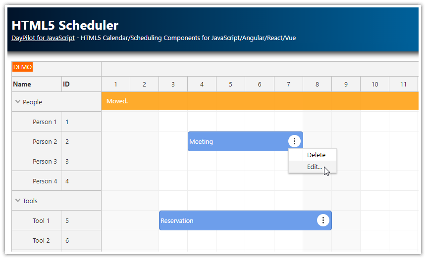 HTML5 Scheduler