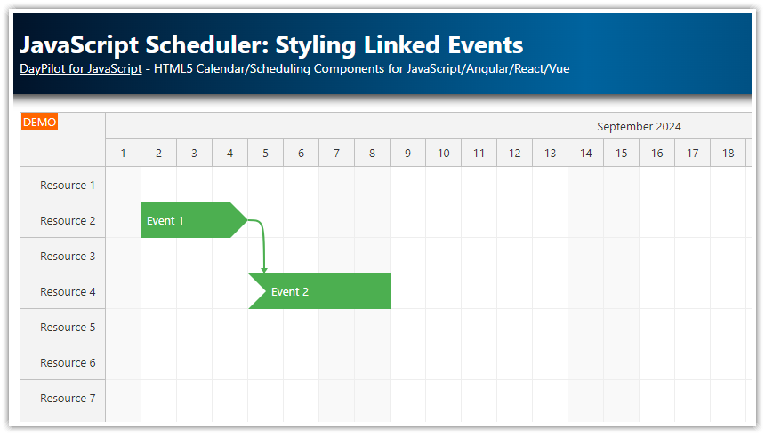 JavaScript Scheduler: Styling Linked Events