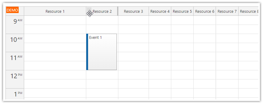 JavaScript Calendar: Reorder and Resize Columns using Drag and Drop