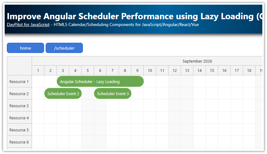 Improve Angular Scheduler Performance using Lazy Loading (Code Splitting)