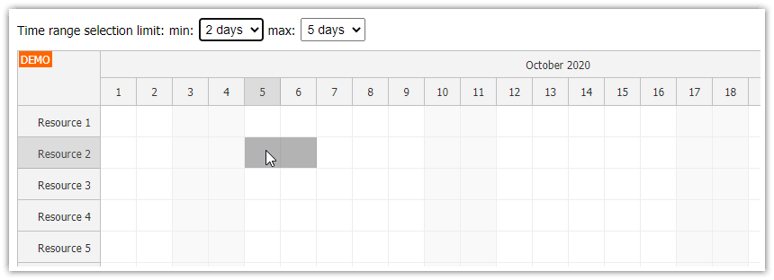 JavaScript Scheduler: Limit Time Range Selection (Min/Max)