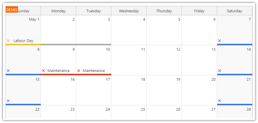 JavaScript Monthly Calendar: How to Disable Selected Days