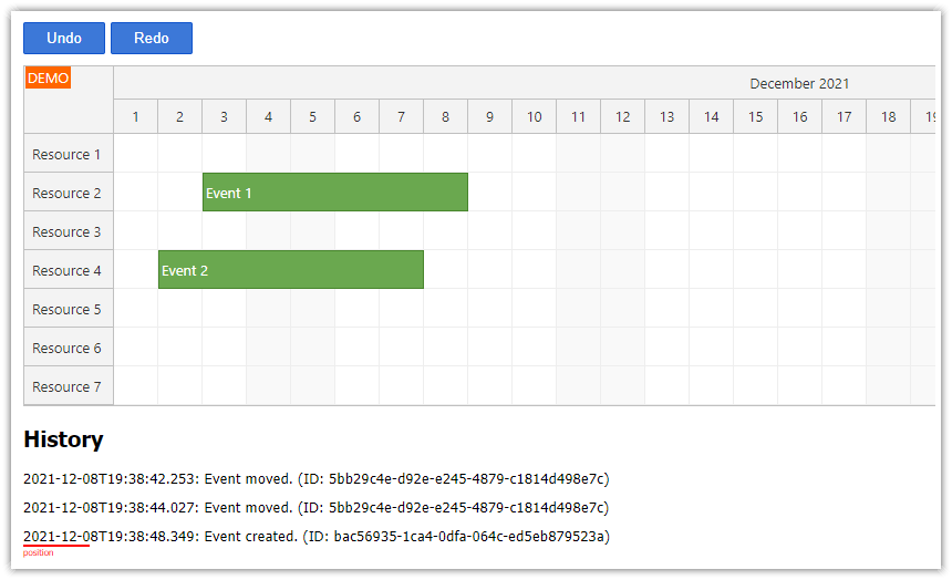Angular Scheduler: Undo/Redo