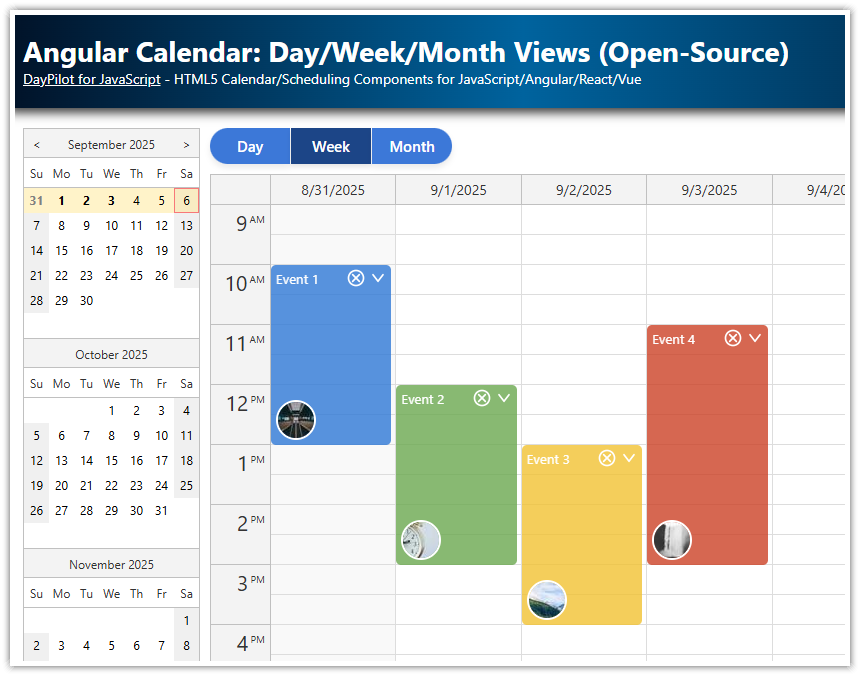 Angular Calendar: Day/Week/Month Views (Open-Source)