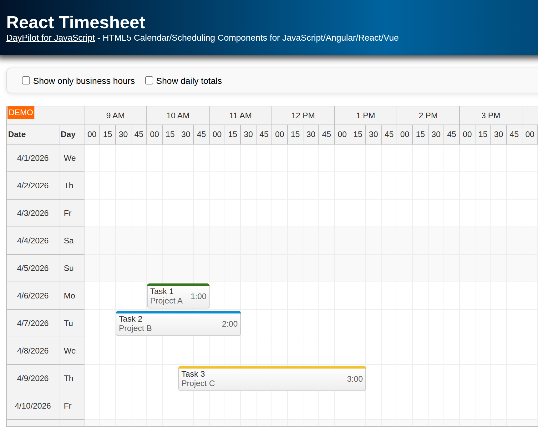 React Timesheet
