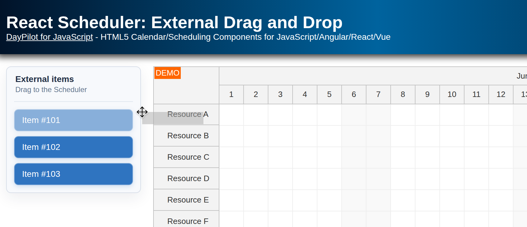 React Scheduler: External Drag and Drop