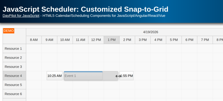 JavaScript Scheduler: Customized Snap-to-Grid