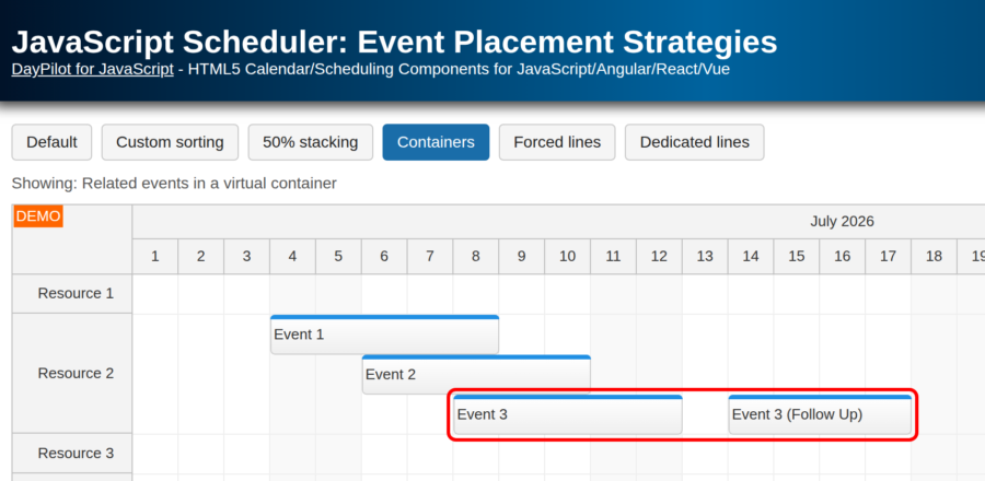 JavaScript Scheduler: Event Placement Strategies