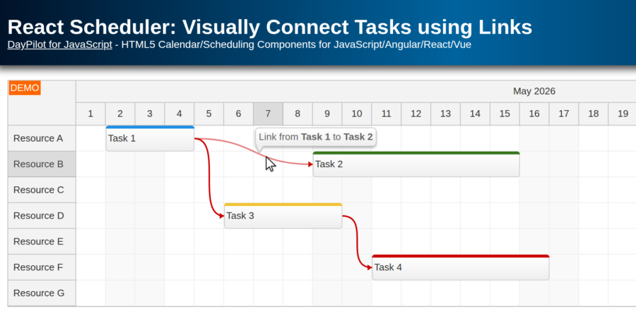 React Scheduler: Visually Connect Tasks using Links