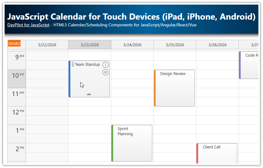 JavaScript Calendar for Touch Devices (iPad, iPhone, Android)