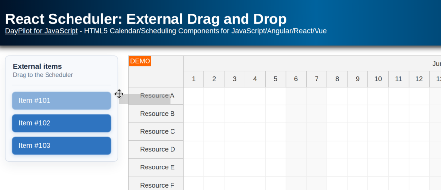React Scheduler: External Drag and Drop