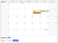 JavaScript Monthly Calendar: PDF Export