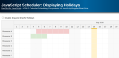 JavaScript Scheduler: Displaying Holidays