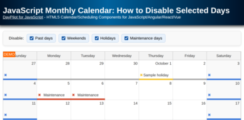 JavaScript Monthly Calendar: How to Disable Selected Days