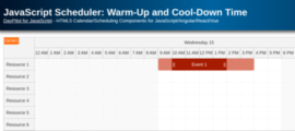 JavaScript Scheduler: Warm-Up and Cool-Down Time