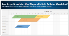 JavaScript Scheduler: Use Diagonally Split Cells for Check-In/Check-Out