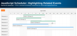 JavaScript Scheduler: Highlighting Related Events