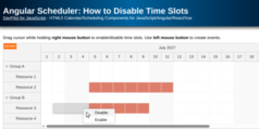 Angular Scheduler: How to Disable Time Slots