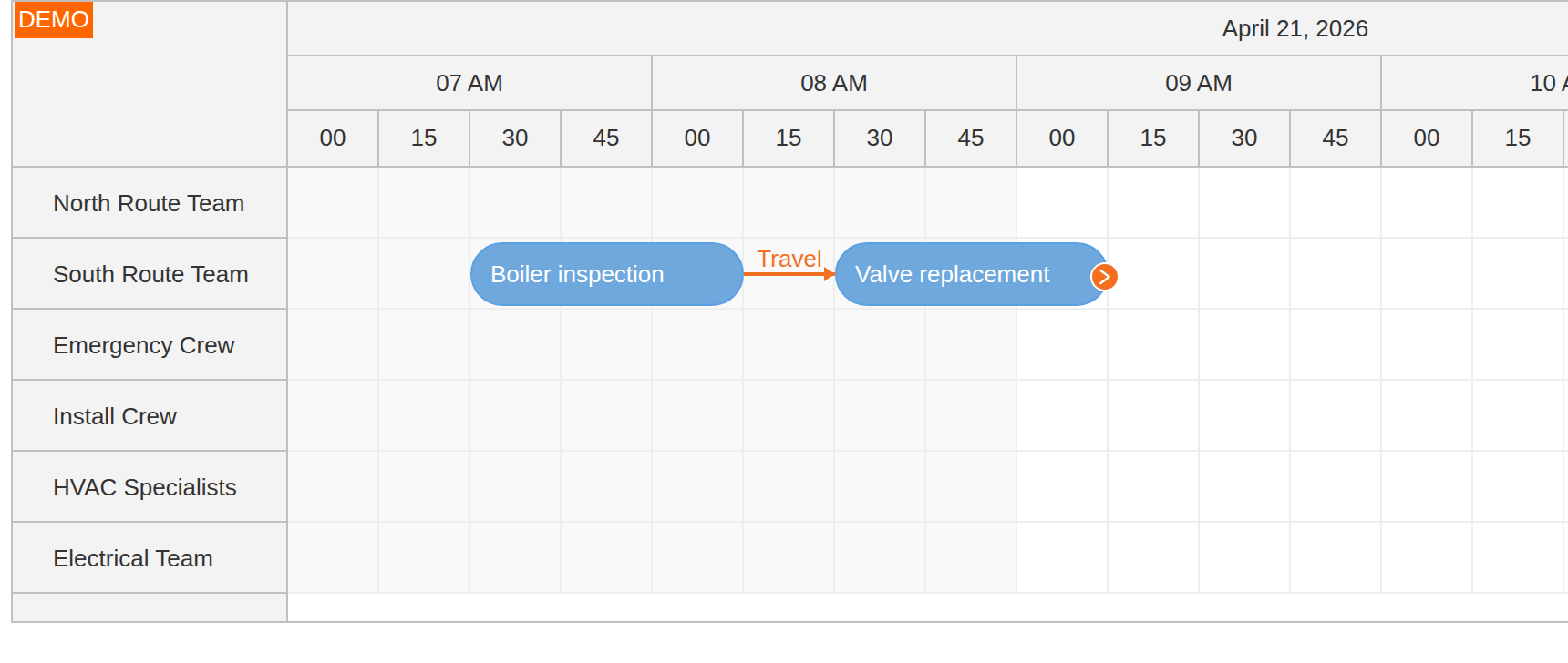 ASP.NET Core Field Service Schedule - Displaying Teams and Tasks