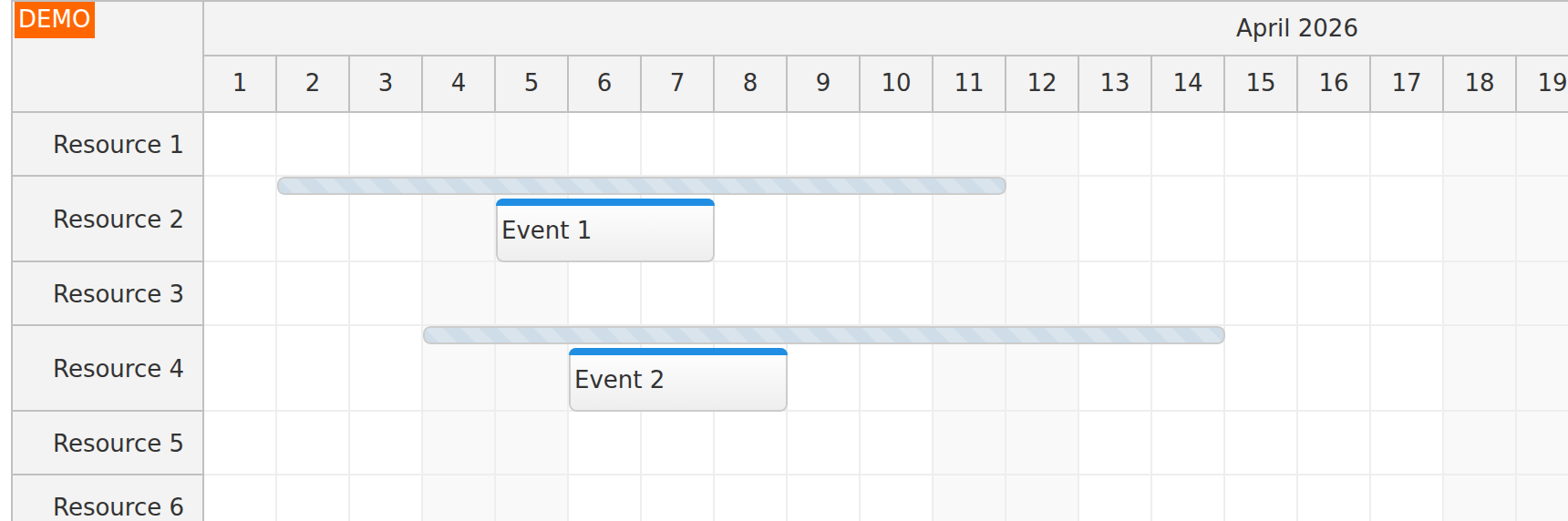 JavaScript Scheduler Highlight Target Drag and Drop Date Range