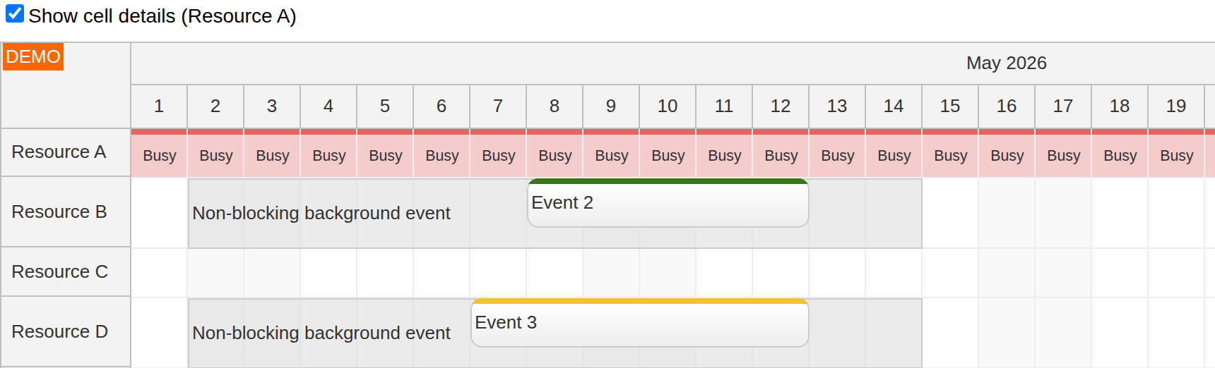 react scheduler cell details