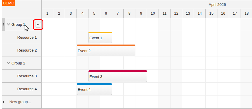angular scheduler resource active area icon