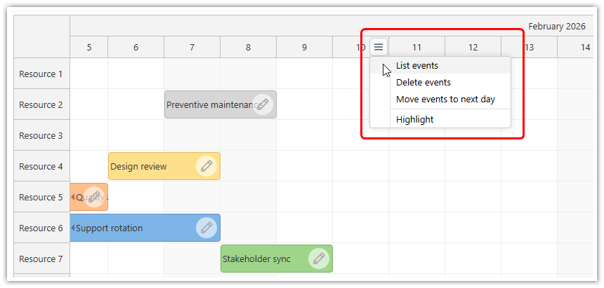 Add a Context Menu Icon to the Scheduler Timeline Header