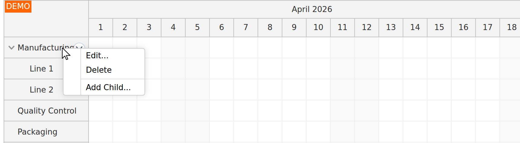javascript scheduler resource context menu simple
