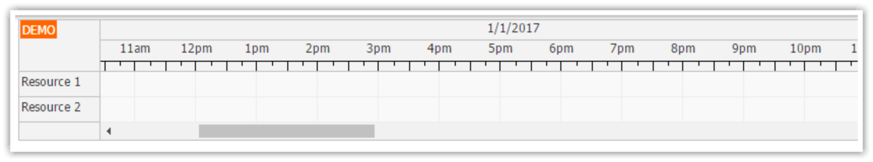 javascript scheduler time header customization